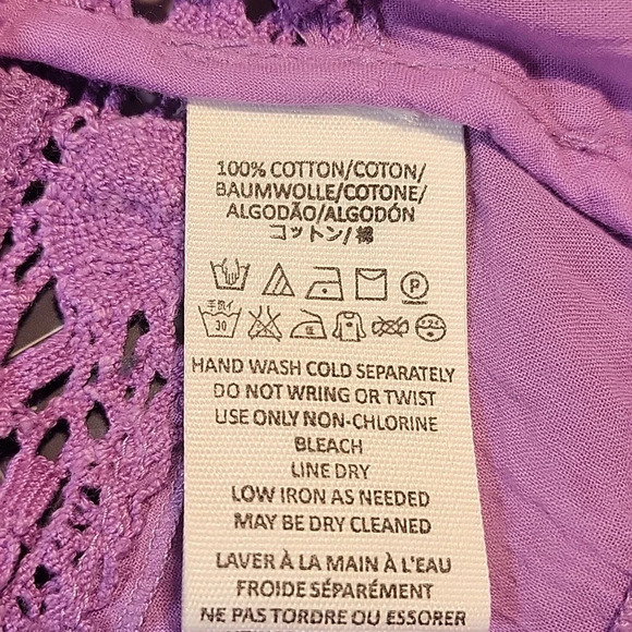 FREE PEOPLE Pleated Crochet Sleeveless Lilac‎ Blouse XS - Picture 10 of 10